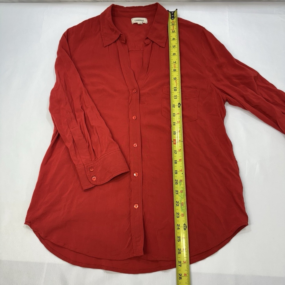 Women's Button-Front Blouse - Rust Red - Picture 11 of 13